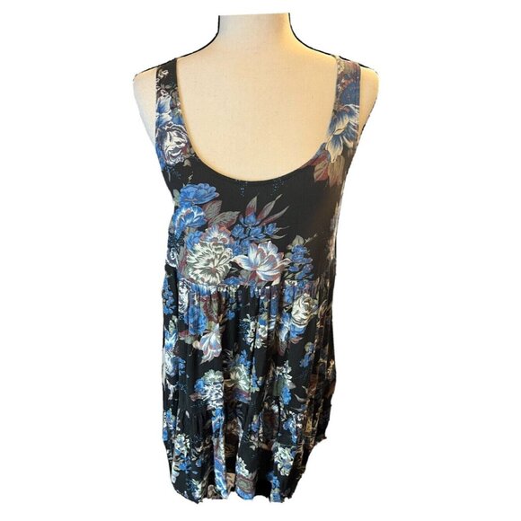 American Eagle Outfitters S Tank Top Floral Tiered Long Tunic Blouse Short Dress - Picture 1 of 4